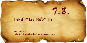 Takáts Béla névjegykártya